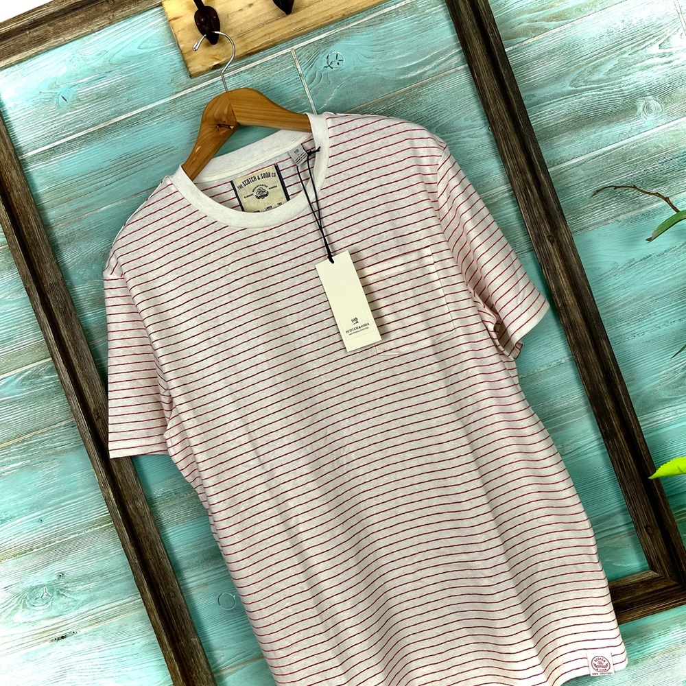 Scotch & Soda Striped “Cotton Linen Tee” 106231 - Picture 7 of 15